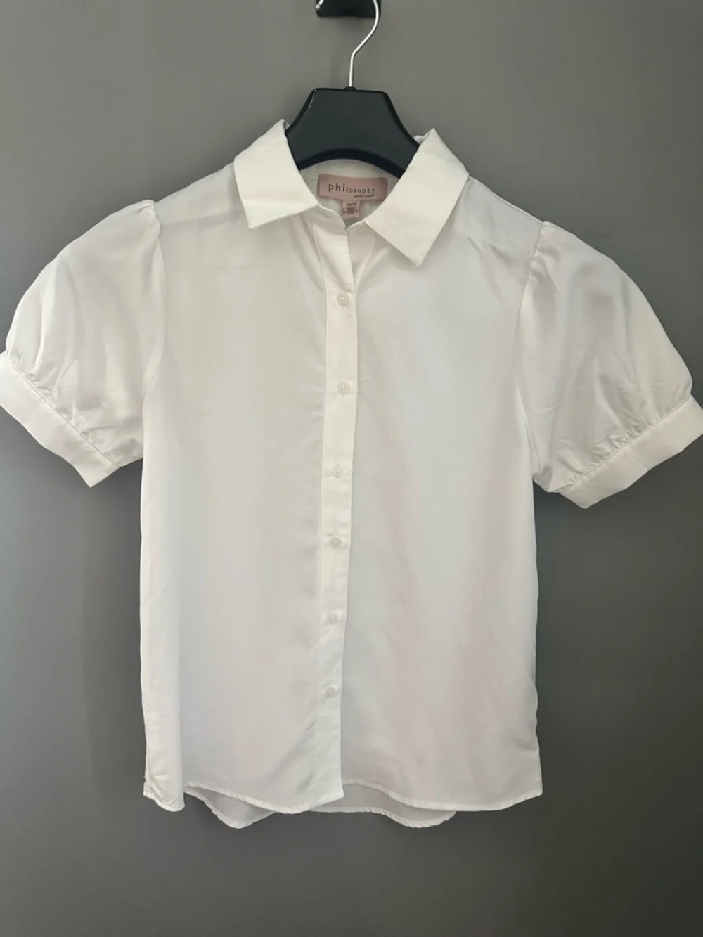 Philosophy White Puff Sleeve Button-Front Modal Blouse - XS NWT